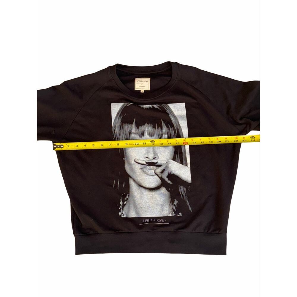 Eleven Paris Life Is A Joke Graphic Sweatshirt Black Raglan Pullover S - Picture 7 of 10